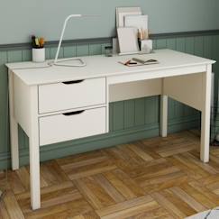 Bureau à deux tiroirs en pin blanc 75x135 Leopold  - vertbaudet enfant