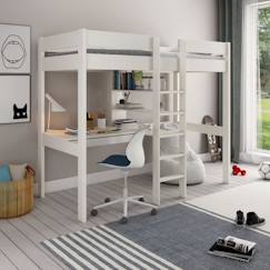 Lit mezzanine avec bureau en pin blanc 90x200 Basile  - vertbaudet enfant