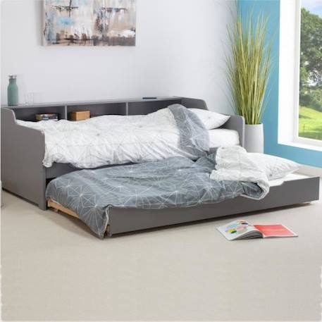 Lit avec lit gigogne en pin gris 90x200 Arthur GRIS 2 - vertbaudet enfant 