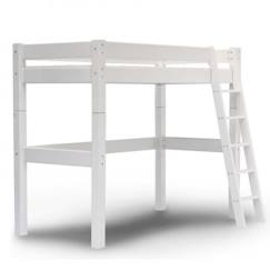 Lit mezzanine échelle inclinée en pin blanc 90x200 Lilja  - vertbaudet enfant