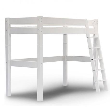 Lit mezzanine échelle inclinée en pin blanc 90x200 Lilja BLANC 1 - vertbaudet enfant 