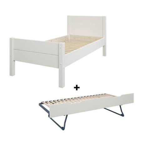 Lit enfant avec lit gigogne en pin blanc 90x200 Achille BLANC 4 - vertbaudet enfant 