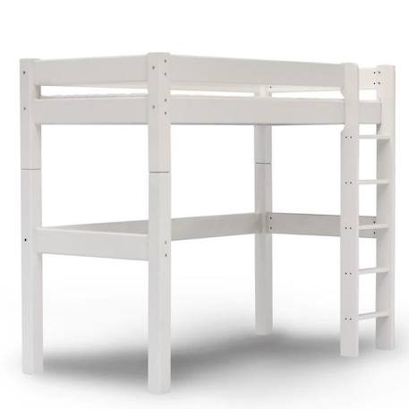 Lit mezzanine échelle droite en pin blanc 90x200 Lilja BLANC 1 - vertbaudet enfant 