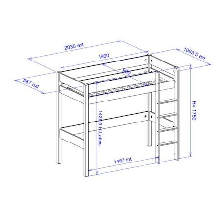 Lit mezzanine en pin vert 90x190 Asta VERT 4 - vertbaudet enfant 