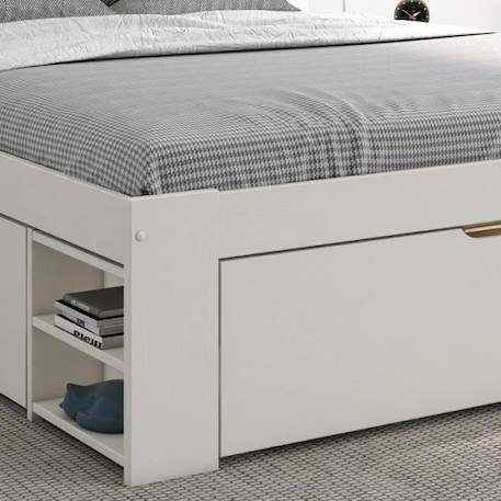 Lit multi-rangements en pin blanc 140x200 Arthur BLANC 3 - vertbaudet enfant 