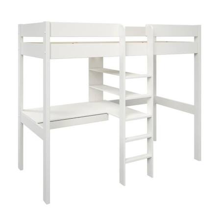 Lit mezzanine avec bureau et chauffeuse en pin blanc 90x200 Basile BLANC 4 - vertbaudet enfant 