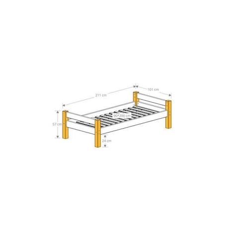 Lit avec sommier en pin blanc 90x200 Lilja BLANC 4 - vertbaudet enfant 