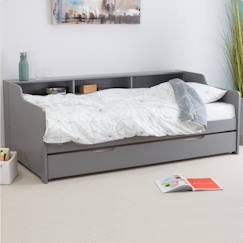 Chambre et rangement-Chambre-Lit bébé, lit enfant-Lit combiné, surélevé, superposé-Lit avec lit gigogne en pin gris 90x200 Arthur