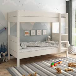 Chambre et rangement-Chambre-Lit bébé, lit enfant-Lit combiné, surélevé, superposé-Lit superposé avec matelas en pin blanc 90x200 H174 Achille