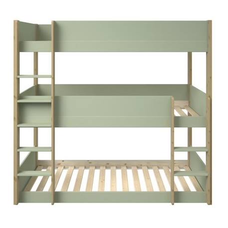 Lit superposé triple et matelas en pin vert 90x200 Leopold VERT 3 - vertbaudet enfant 