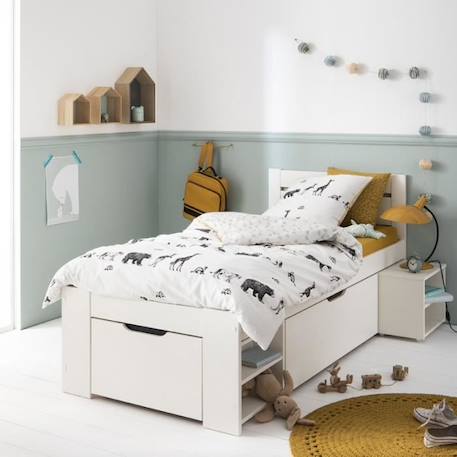 Lit multi-rangements en pin blanc 90x200 Arthur BLANC 1 - vertbaudet enfant 