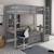 Lit mezzanine avec bureau et chauffeuse en pin gris 90x200 Arthur GRIS 1 - vertbaudet enfant 