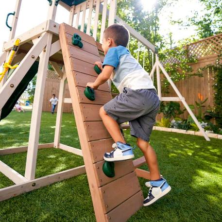 KidKraft - Aire de jeux portique en bois Emerald Challenge avec toboggan, balançoires et mur d'escalade - FSC MARRON 4 - vertbaudet enfant 