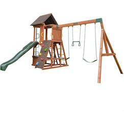 Jouet-Jeux de plein air-Jeux de jardin-KidKraft - Aire de jeux portique en bois Raptor Trail avec toboggan, mur d'escalade et balançoires - FSC