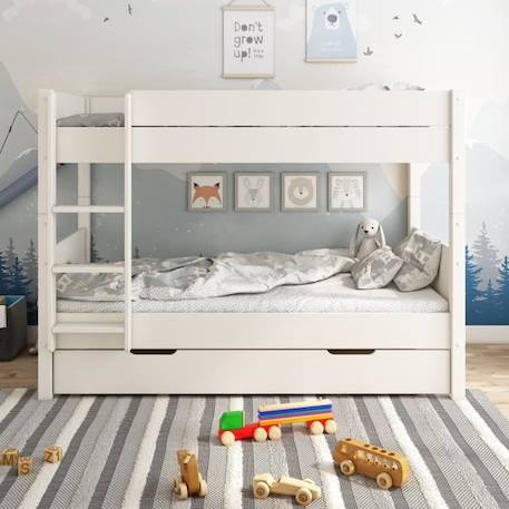 Lit superposé en pin blanc 90x200 H153 Achille BLANC 3 - vertbaudet enfant 