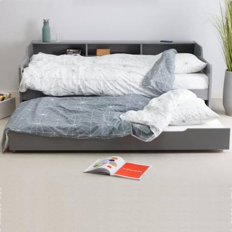 Lit avec lit gigogne en pin gris 90x200 Arthur GRIS 3 - vertbaudet enfant 