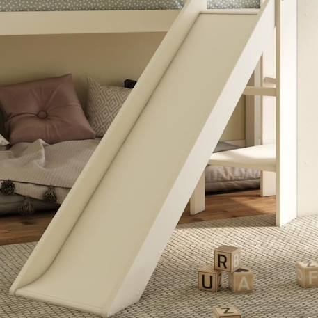 Lit mi-hauteur avec toboggan en pin blanc 90x200 Basile BLANC 4 - vertbaudet enfant 