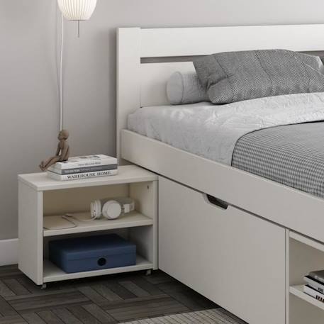 Lit multi-rangements en pin blanc 140x200 Arthur BLANC 2 - vertbaudet enfant 