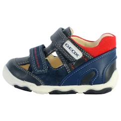 Chaussures-Basket Cuir Enfant Geox - Marine/Rouge - Scratch - Confort exceptionnel