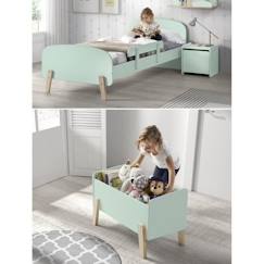 Chambre et rangement-Chambre-KIDDY Chambre enfant complète style scandinave en bois pin massif et MDF laqué vert menthe - l 90 x L 200 cm