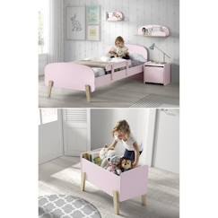 -KIDDY Chambre enfant complète style scandinave en bois pin massif et MDF laqué vieux rose - l 90 x L 200 cm