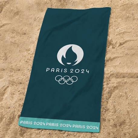 Drap de plage imprimé 100% coton, PARIS 2024 JEUX OLYMPIQUES JEUX BLEU 2 - vertbaudet enfant 