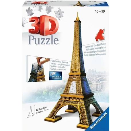 Puzzle 3D Tour Eiffel - Ravensburger - 216 pièces - sans colle - Architecture et monument BLEU 1 - vertbaudet enfant 