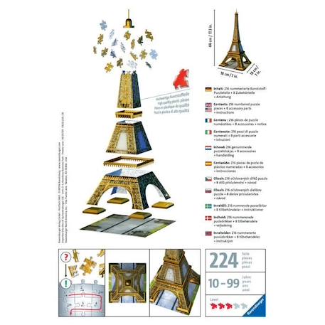 Puzzle 3D Tour Eiffel - Ravensburger - 216 pièces - sans colle - Architecture et monument BLEU 6 - vertbaudet enfant 