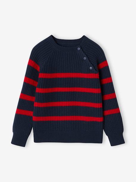 Pull rayé garçon écru+marine 7 - vertbaudet enfant 