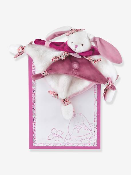 Doudou carré 27 cm lapin cerise - DOUDOU ET COMPAGNIE rose 1 - vertbaudet enfant 