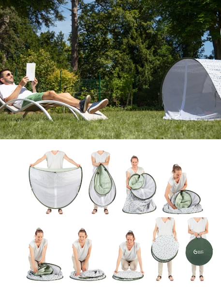 Tente anti-UV UPF50+ avec moustiquaire Babymoov MARINIERE+vert 14 - vertbaudet enfant 