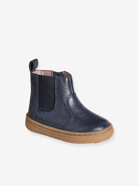 Boots zippées cuir bébé marine 1 - vertbaudet enfant 