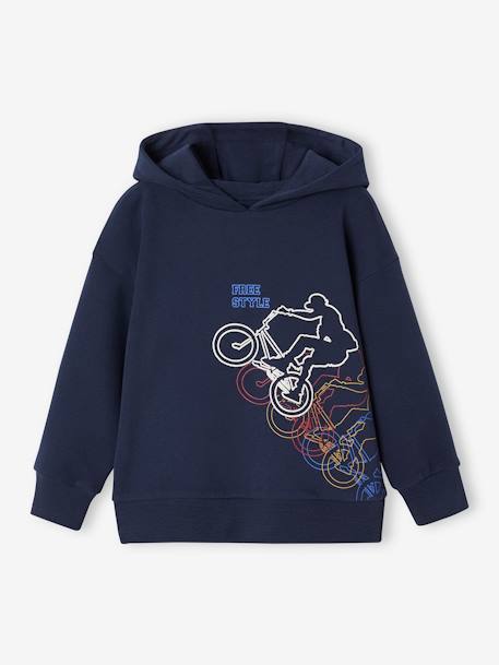 Sweat capuche motif BMX garçon marine 1 - vertbaudet enfant 