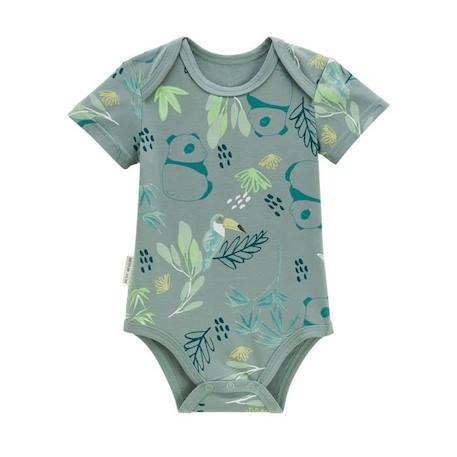 Lot de 2 bodies bébé manches courtes Mini Tribu VERT 3 - vertbaudet enfant 