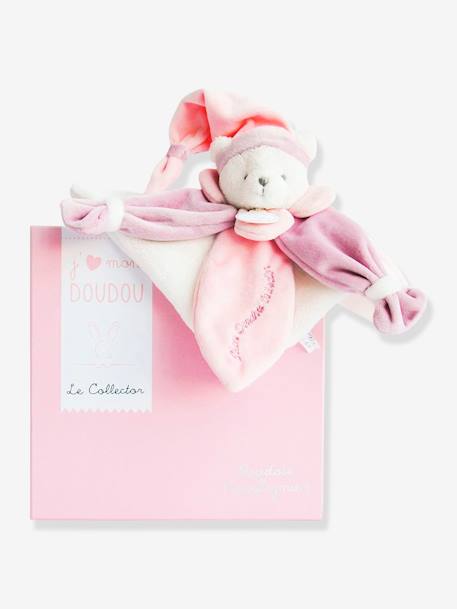 Doudou carré ours 24cm collector - DOUDOU ET COMPAGNIE bleu+rose+taupe 6 - vertbaudet enfant 