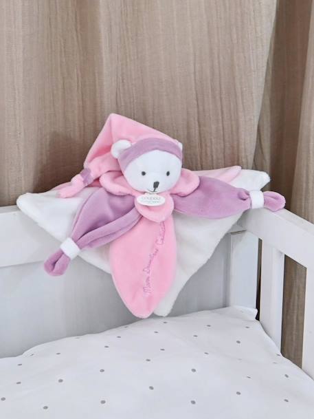 Doudou carré ours 24cm collector - DOUDOU ET COMPAGNIE bleu+rose+taupe 8 - vertbaudet enfant 