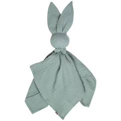 Jouet-Premier âge-Doudou plat Lapin Jeanne - Sevira Kids - Vert - Gaze de coton - 50x50cm