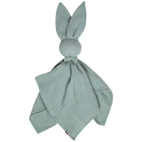 Doudou plat Lapin Jeanne - Sevira Kids - Vert - Gaze de coton - 50x50cm VERT 1 - vertbaudet enfant 