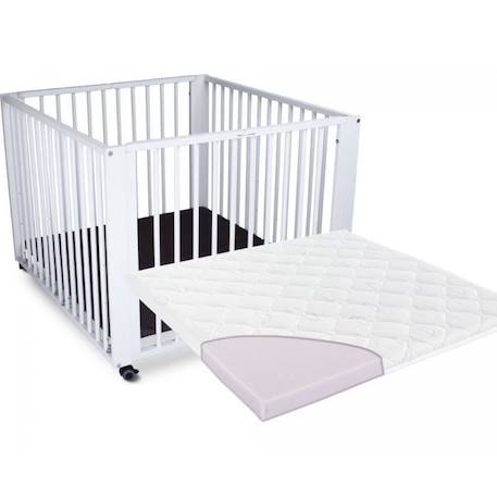 Parc bébé pliant tiSsi Moritz - tiSsi - Blanc - Hêtre massif - 4 roulettes blocables - Matelas assorti NOIR 1 - vertbaudet enfant 