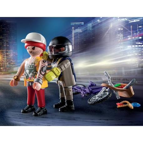 PLAYMOBIL 71255 Starter Pack Agent et voleur, City Action, Les policiers, Dès 4 ans BLEU 4 - vertbaudet enfant 