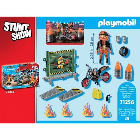 PLAYMOBIL 71256 Starter Pack Cascadeur, Moto Rutilante, Rampe de Feu, 29 pièces, Dès 4 ans BLEU 6 - vertbaudet enfant 