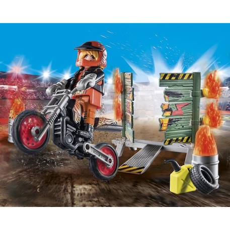 PLAYMOBIL - 71256 - Starter Pack Cascadeur - Moto Rutilante - Rampe de Feu BLEU 2 - vertbaudet enfant 