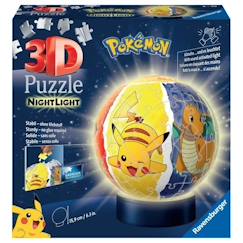 Jouet-Jeux éducatifs-Puzzles-Puzzle 3D Ball illuminé Pokémon - Ravensburger - 72 pièces numérotées - Socle lumineux - A partir de 6 ans