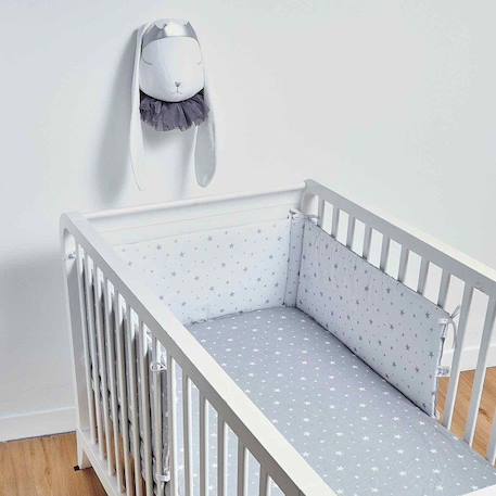 Tour de lit universel et réversible - STELLA Gris - Pour lit bébé de 60x120 ou 70x140 cm BLANC 2 - vertbaudet enfant 