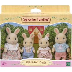 Jouet-Jeux d'imagination-Figurines, mini mondes, héros et animaux-Poupée - SYLVANIAN FAMILIES - La famille Lapin Crème - Articulée et habillée avec soin