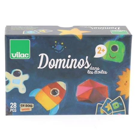 Dominos en bois - Vilac - Dans les étoiles - Réversibles - Pour enfants dès 2 ans BLEU 4 - vertbaudet enfant 