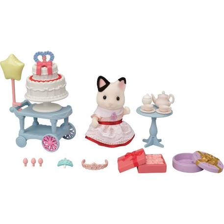 Figurines miniatures - SYLVANIAN FAMILIES - 5646 - La fille Chat bicolore et son goûter d’anniversaire BLANC 6 - vertbaudet enfant 