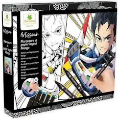 Coffret créatif manga garçon - Sycomore - 10 papiers layout imprimés avec 8 marqueurs  - vertbaudet enfant