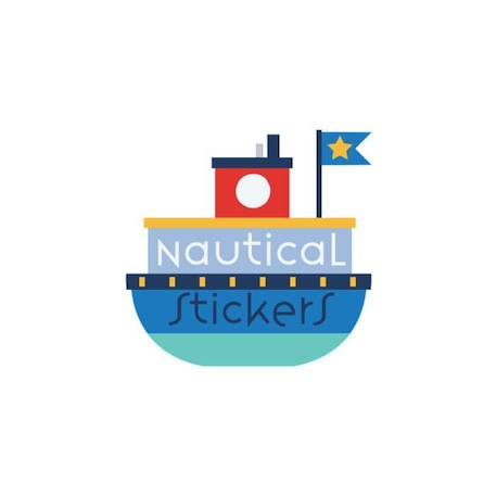 Stickers muraux Nautical - WWALLT - W WALLTASTIC - Réutilisables - Multicouleur - Rouge - Vinyle BLEU 3 - vertbaudet enfant 