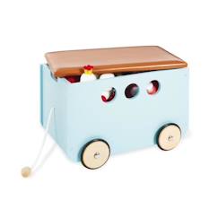 -Coffre à jouets avec roues Pinolino Jim Bleu - Bois - Capacité de charge 20 kg